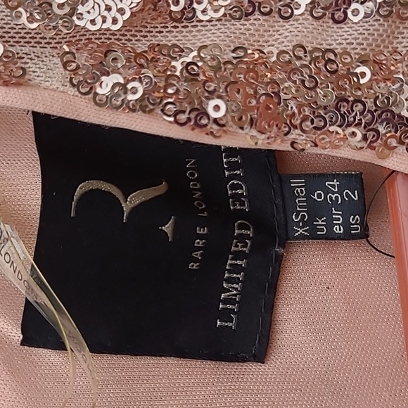 NWT Beautiful Rare London Limited Edition Fringe Sequin Plunge Mini Dress. - Picture 3 of 8